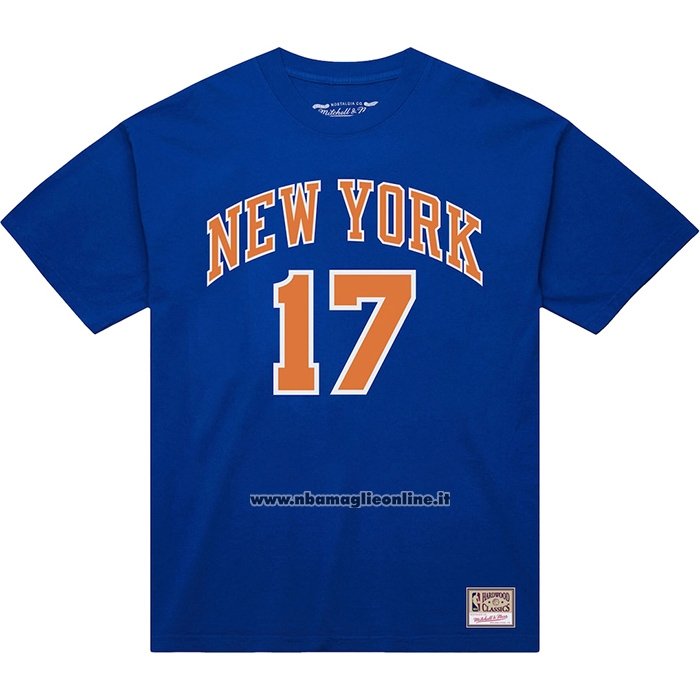 Maglia Corta Manga New York Knicks Jeremy Lin No 17 Blu